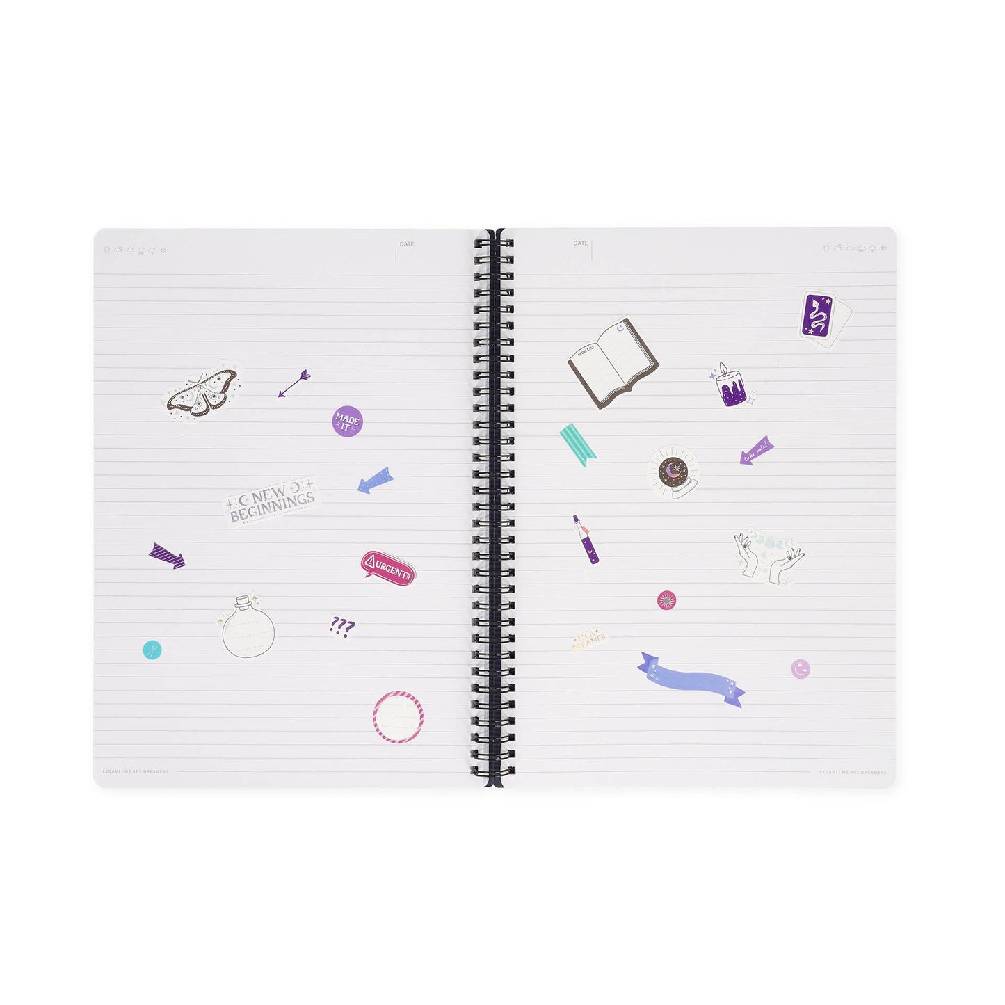 Legami A4 Lined Notebooks with STICKERS - Moth, Tarot, Red Panda or Unicorn Theme