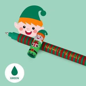 Legami Set of 3 Erasable Pens - Christmas Stationery Naughty or Nice - Santa, Reindeer & Elf