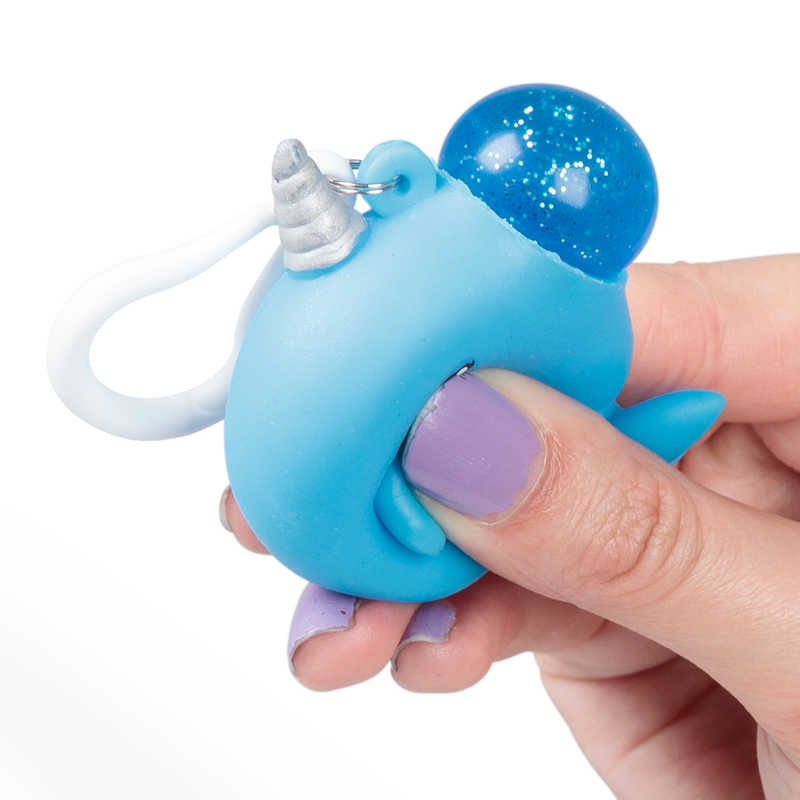 Glitter Narwhal Keyring Sensory Fidget Toy For Stress Relief, Anxiety, ADHD & Autism - Bag Clip
