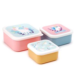 Set of 3 Stacking Lunch Boxes S/M/L - Choose from Pug Dog or Unicorn