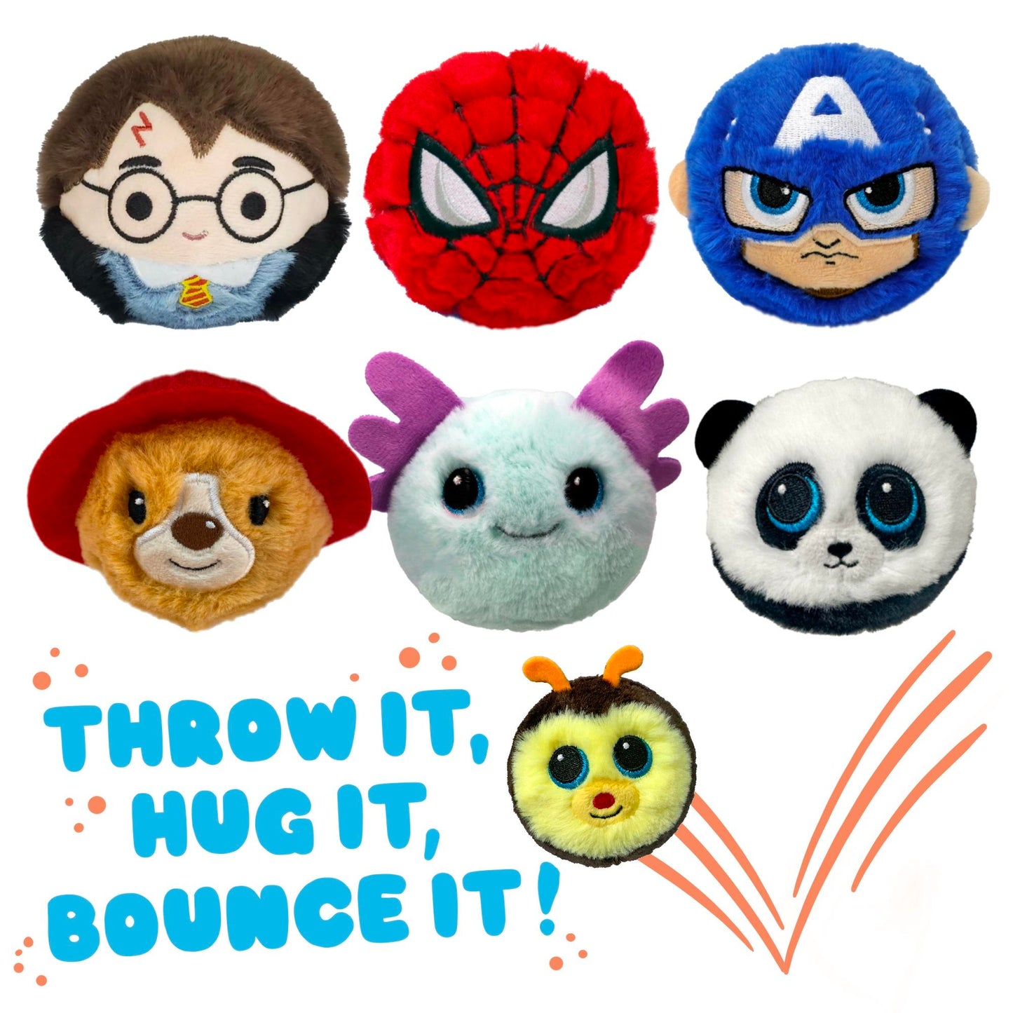 TY Beanie Bouncers - Part Fury Friend, Part Bouncy Ball - Paw Patrol, Paddington, Harry Potter, Superheroes, Panda, Bee, Axolotl