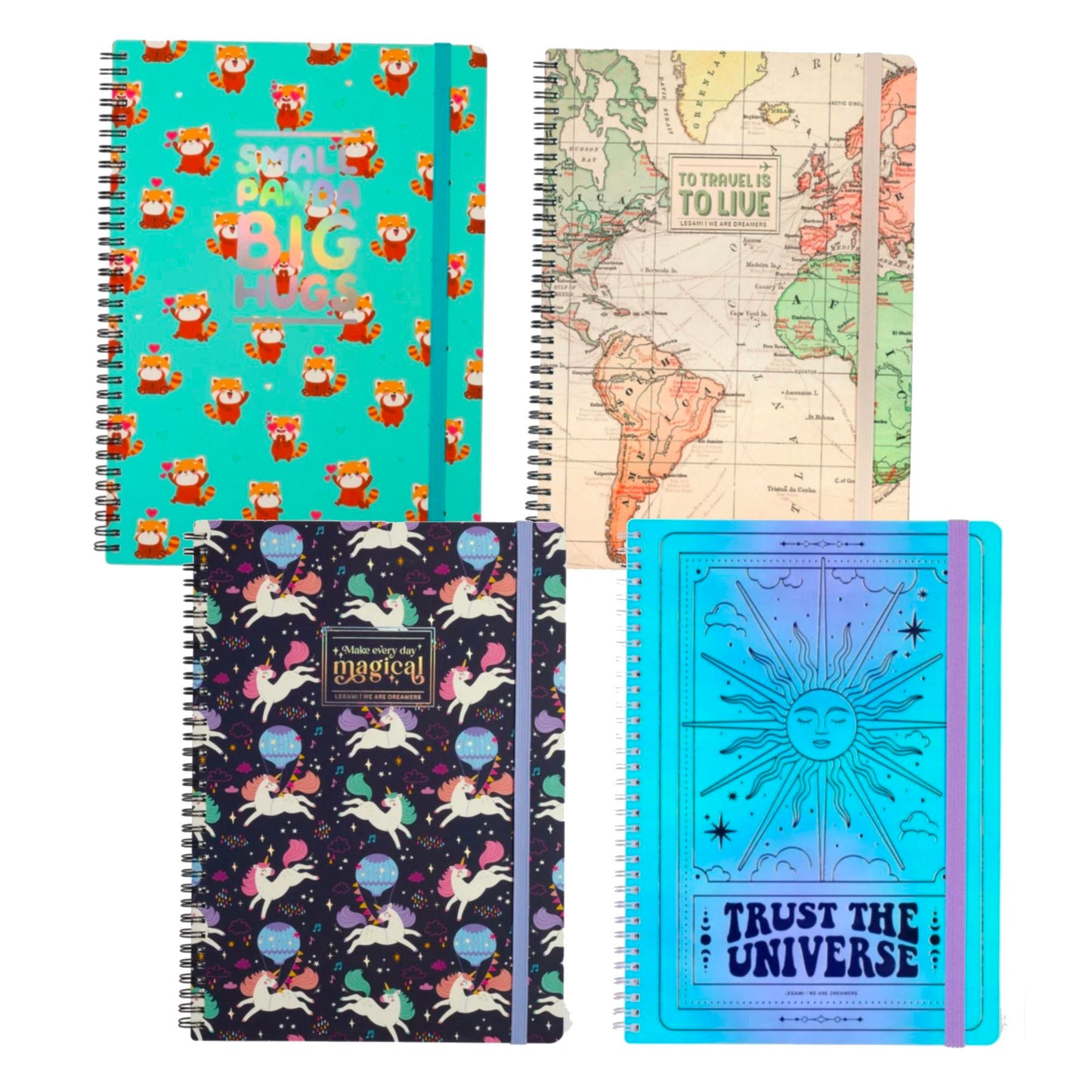 Legami A4 Lined Notebooks with STICKERS - Moth, Tarot, Red Panda or Unicorn Theme