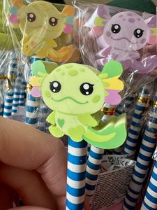 Colourful Axolotl HB Pencil & Eraser Topper Set