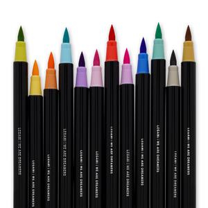 Legami Set of 12 Brush Markers - Water Based None Toxic Ink - Vibrant or Pastel Colours
