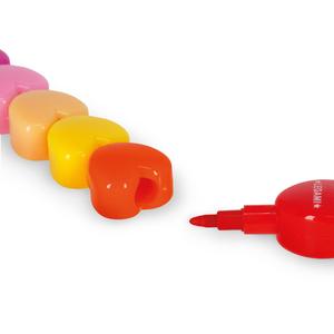 Legami Hearts 12 Stackable Crayons for Kids & Adults - Perfect for Drawing