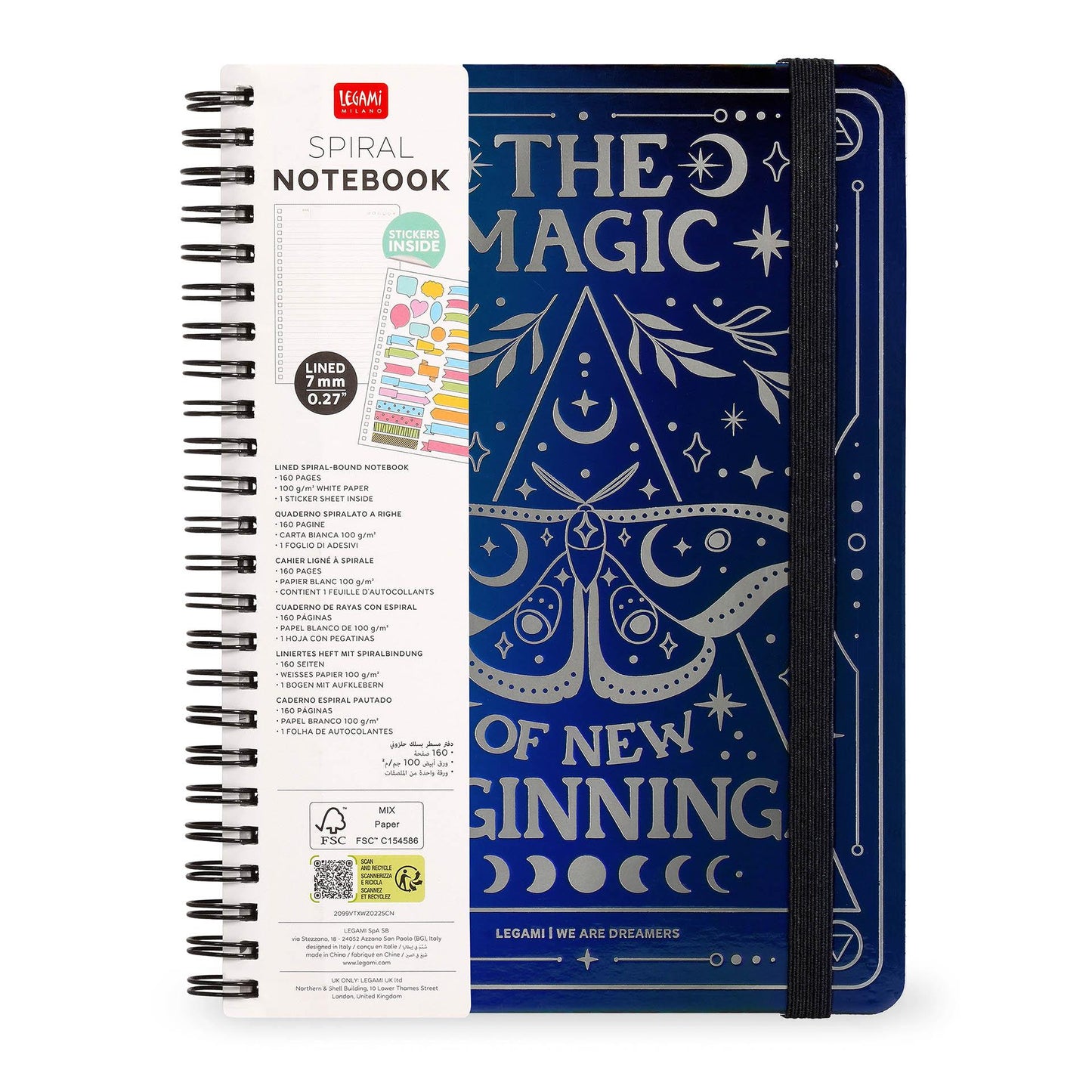 Legami A4 Lined Notebooks with STICKERS - Moth, Tarot, Red Panda or Unicorn Theme