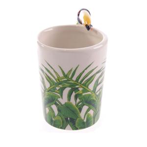 Toucan with Jungle Decal Ceramic Shaped Handle Mug