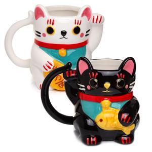 Maneki Neko Lucky Cat Ceramic Shaped Mug