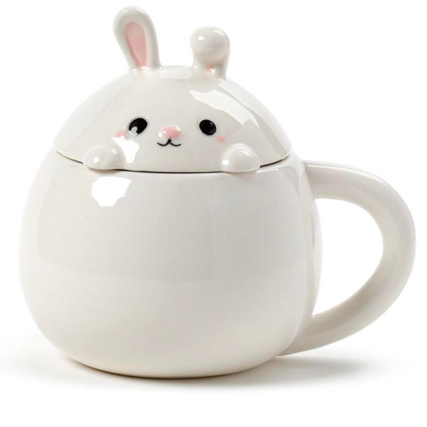 Lidded Animal Mug Cute Cup Adoramals Lid Ceramic - Capybara, Bunny, Pug, Dino, Shiba Inu Dog