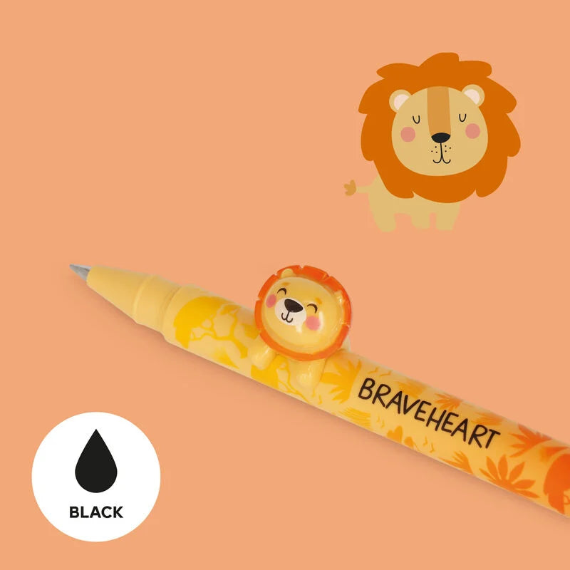 Legami Lovely Friends Gel Pens with Animal Charms - Refillable - Hippo, Bee, Sloth, Koala, Cat, Unicorn, Panda, Dinosaur, Tiger, Bunny, Llama, Bear