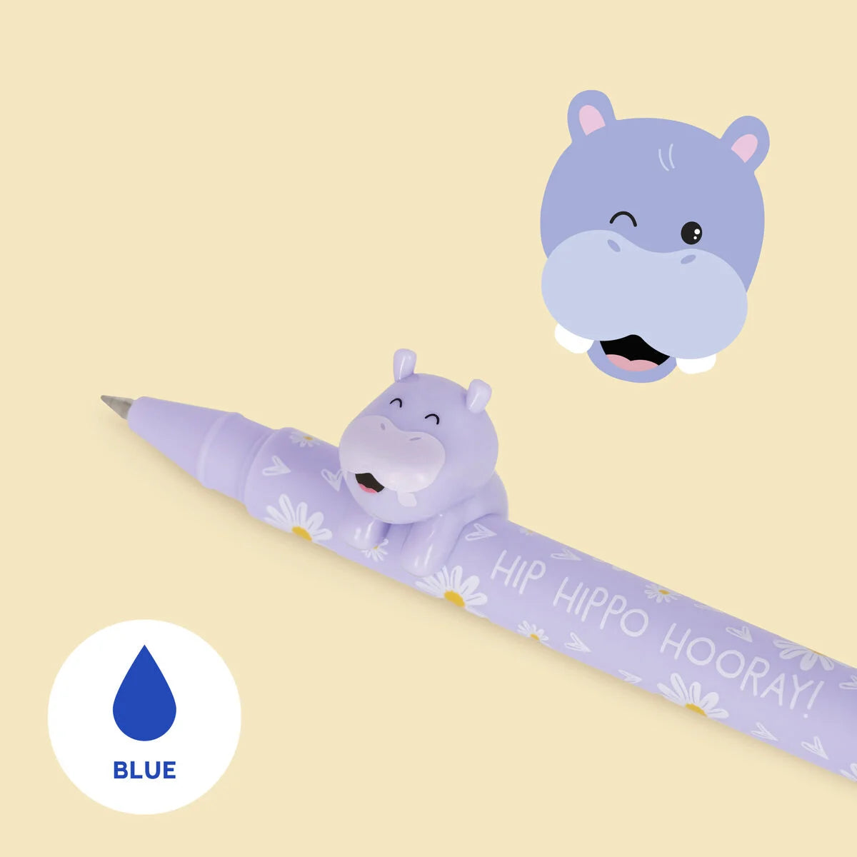Legami Lovely Friends Gel Pens with Animal Charms - Refillable - Hippo, Bee, Sloth, Koala, Cat, Unicorn, Panda, Dinosaur, Tiger, Bunny, Llama, Bear