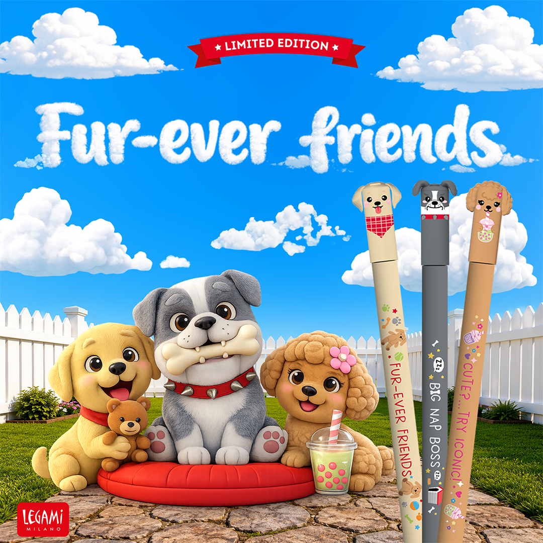 Legami Fur-Ever Friends Set of 3 Gel Erasable Pens