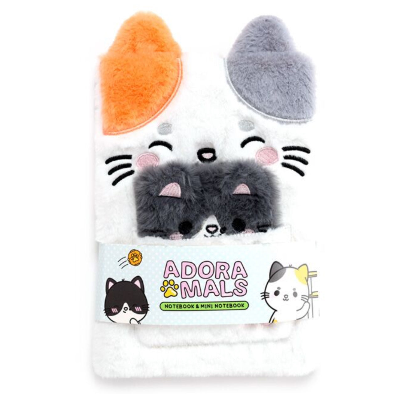 Adoramals Lola the Cat Plush Notebook with Pouch & Mini Notebook