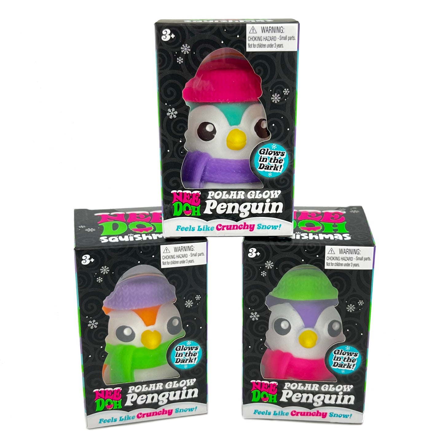 NeeDoh Polar Glow Penguin Glow in the Dark Fidget Toy - Crunchy Squish