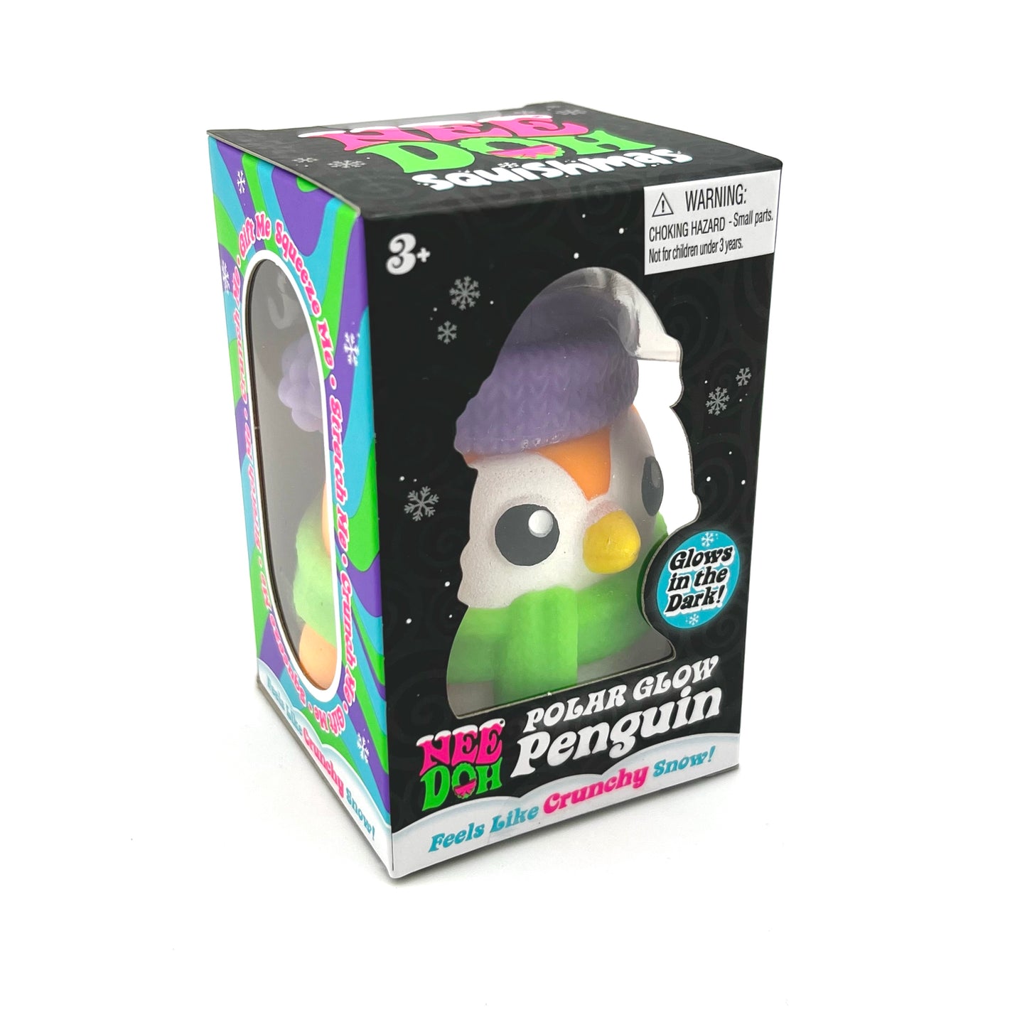 NeeDoh Polar Glow Penguin Glow in the Dark Fidget Toy - Crunchy Squish