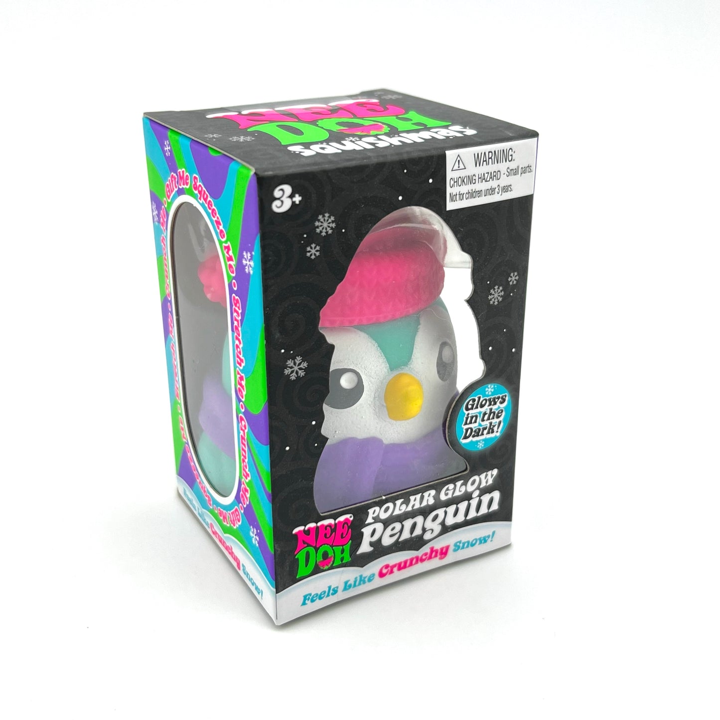 NeeDoh Polar Glow Penguin Glow in the Dark Fidget Toy - Crunchy Squish