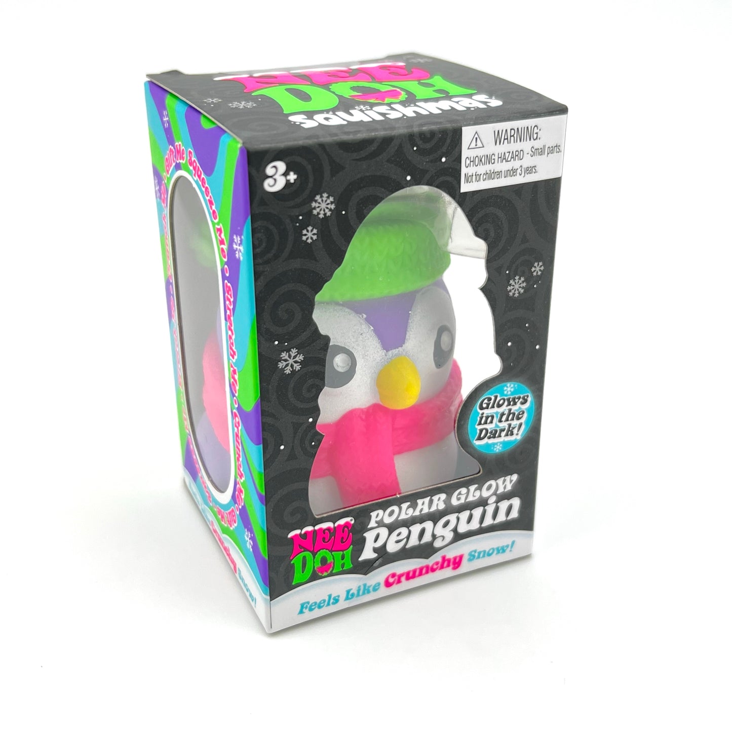 NeeDoh Polar Glow Penguin Glow in the Dark Fidget Toy - Crunchy Squish