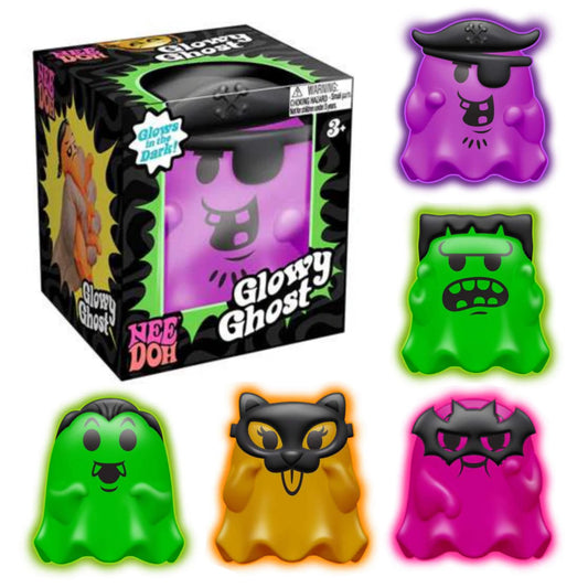 NeeDoh Glowy Ghost  Sensory Squish Fidget Toy - Halloween Glow in the Dark For ADHD, Autism & Anxiety Relief - Squishies