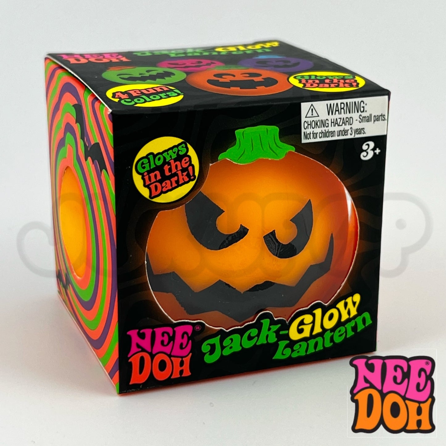 NeeDoh Jack-Glow Lantern Glow in the Dark Squishy Sensory Fidget Toy For ADHD, Autism & Anxiety Relief - Halloween Pumpkin Squishies