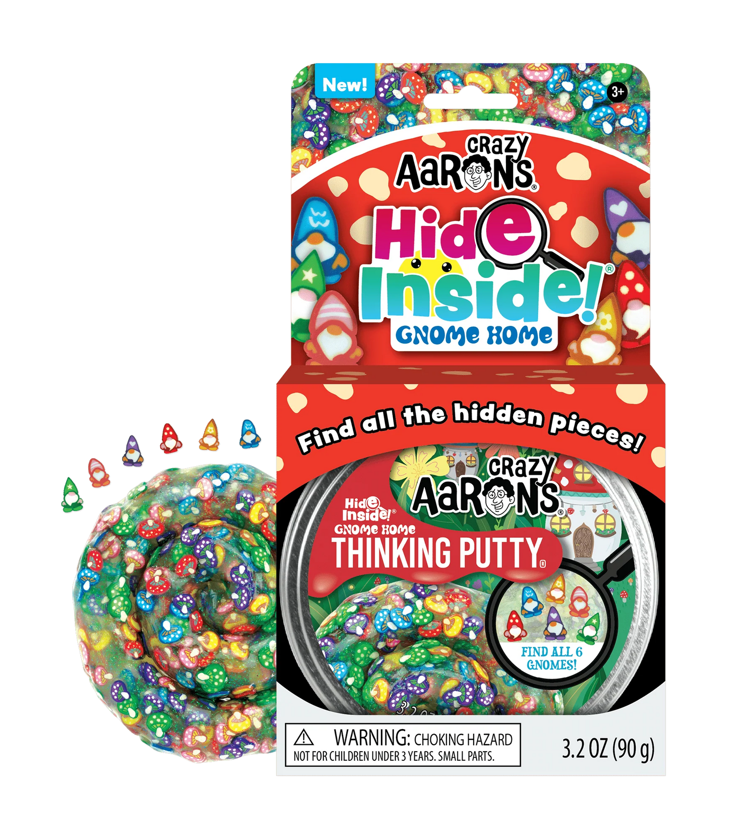 Crazy Aarons Thinking Putty 90g - Hide Inside: Find the Hidden Pieces - Mixed Emotions, Party Animals & Sweet Surprise
