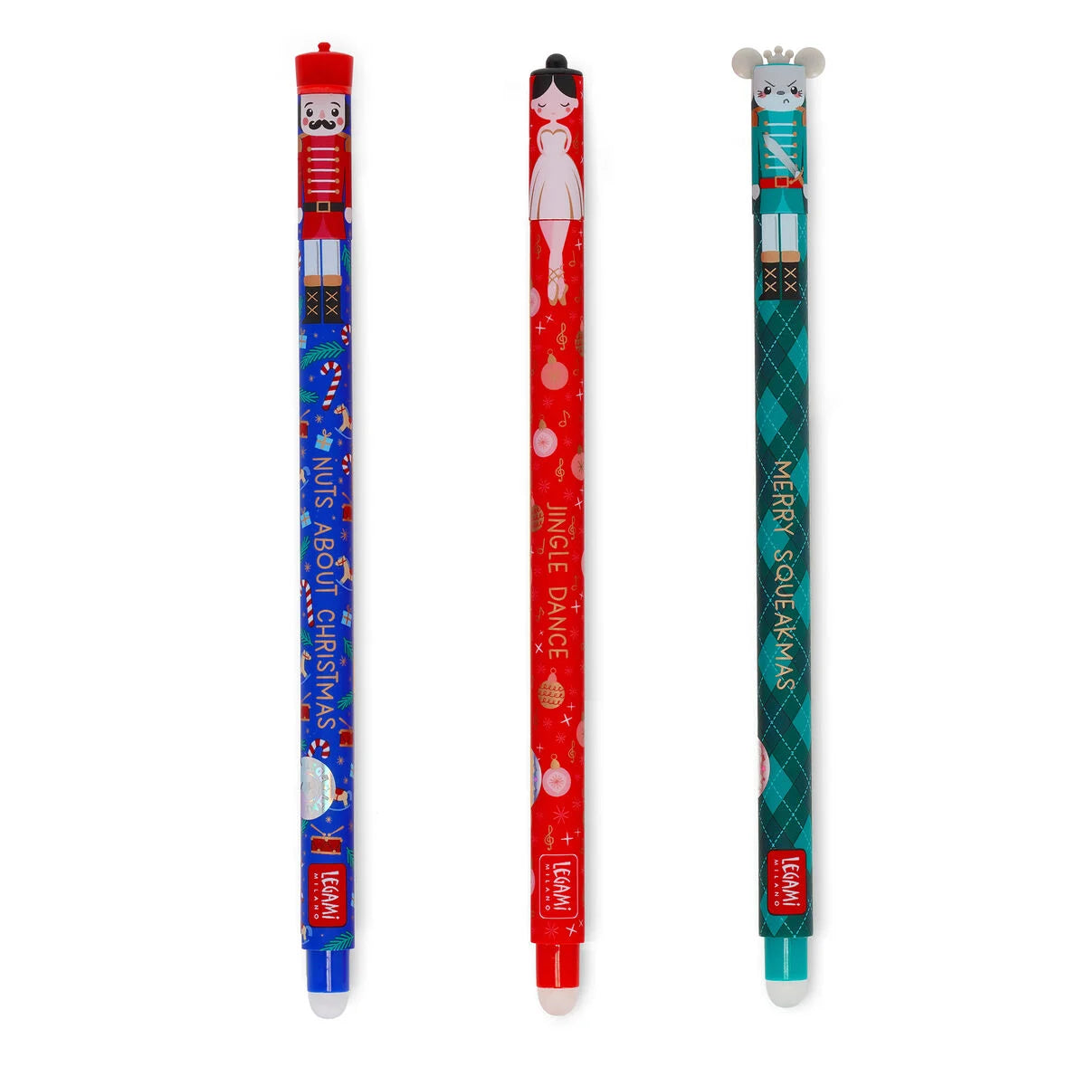 Legami Christmas Set of 3 Erasable Gel Pens - The Nutcracker
