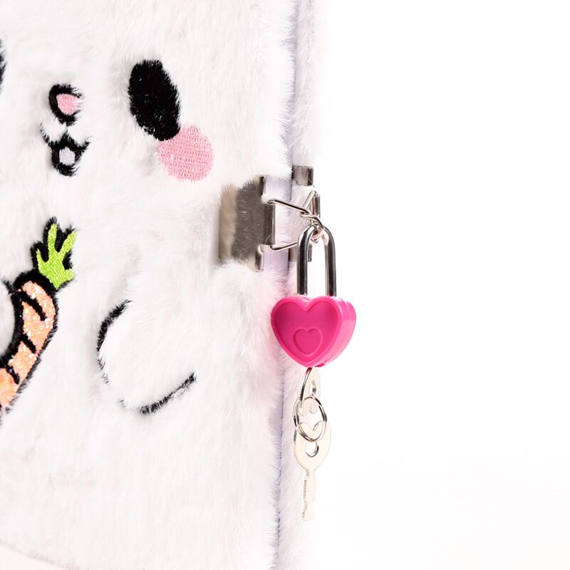 Plush Bunny Rabbit A5 Lockable Notebook With Padlock & Key - Easter Stationery Gift