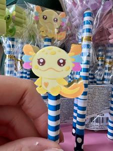 Colourful Axolotl HB Pencil & Eraser Topper Set