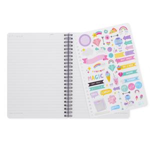 Legami A5 Lined Spiral Notebook With STICKERS - Unicorn, Tarot Celestial, Red Panda & Travel Designs