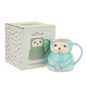 Seymour Sloth Mug Turquoise Blue Animal Cup