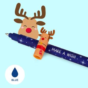 Legami Set of 3 Erasable Pens - Christmas Stationery Naughty or Nice - Santa, Reindeer & Elf
