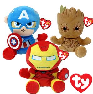 Ty Marvel Beanie Babies Superheroes Plush Soft Toy - Stuffed Toy for Kids - Spiderman, Iron Man, Captain America, The Hulk, The Guardians of the Galaxy Groot, Rocket, Black Panther