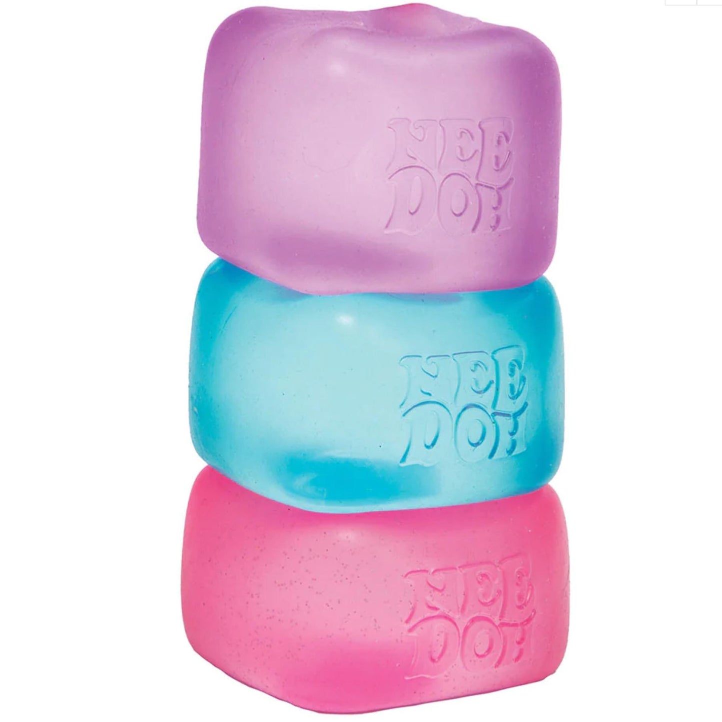 NeeDoh Nice Cube Anti Stress Sensory ADHD Fidget Toy, 3 Translucent Colors (1 sent), Non-toxic Maltose Sugar