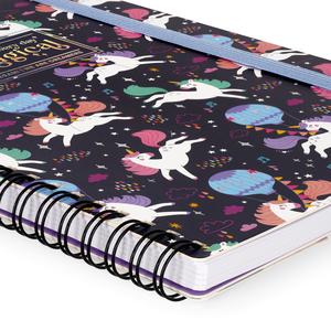 Legami A5 Lined Spiral Notebook With STICKERS - Unicorn, Tarot Celestial, Red Panda & Travel Designs