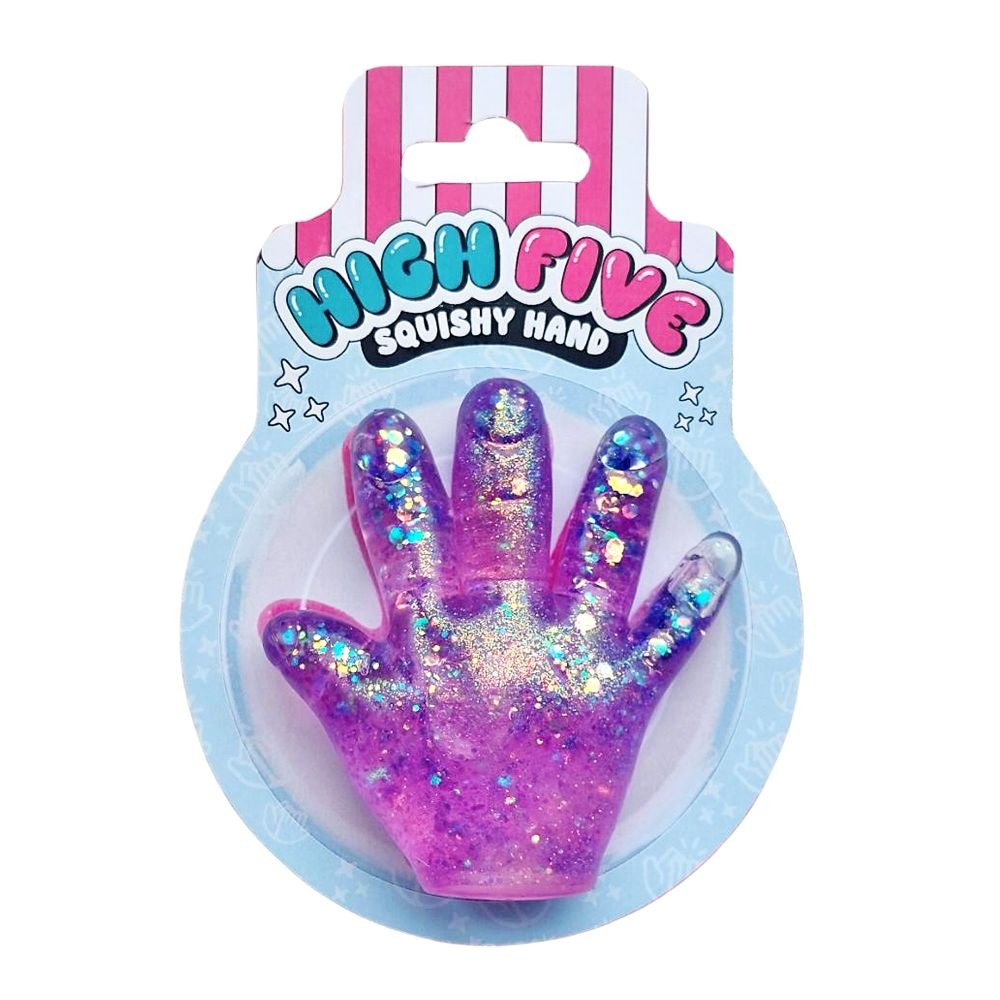 Sparkly Squishy High Five Hand Stretchy Glitter Fidget Toy For Sensory Stress Relief