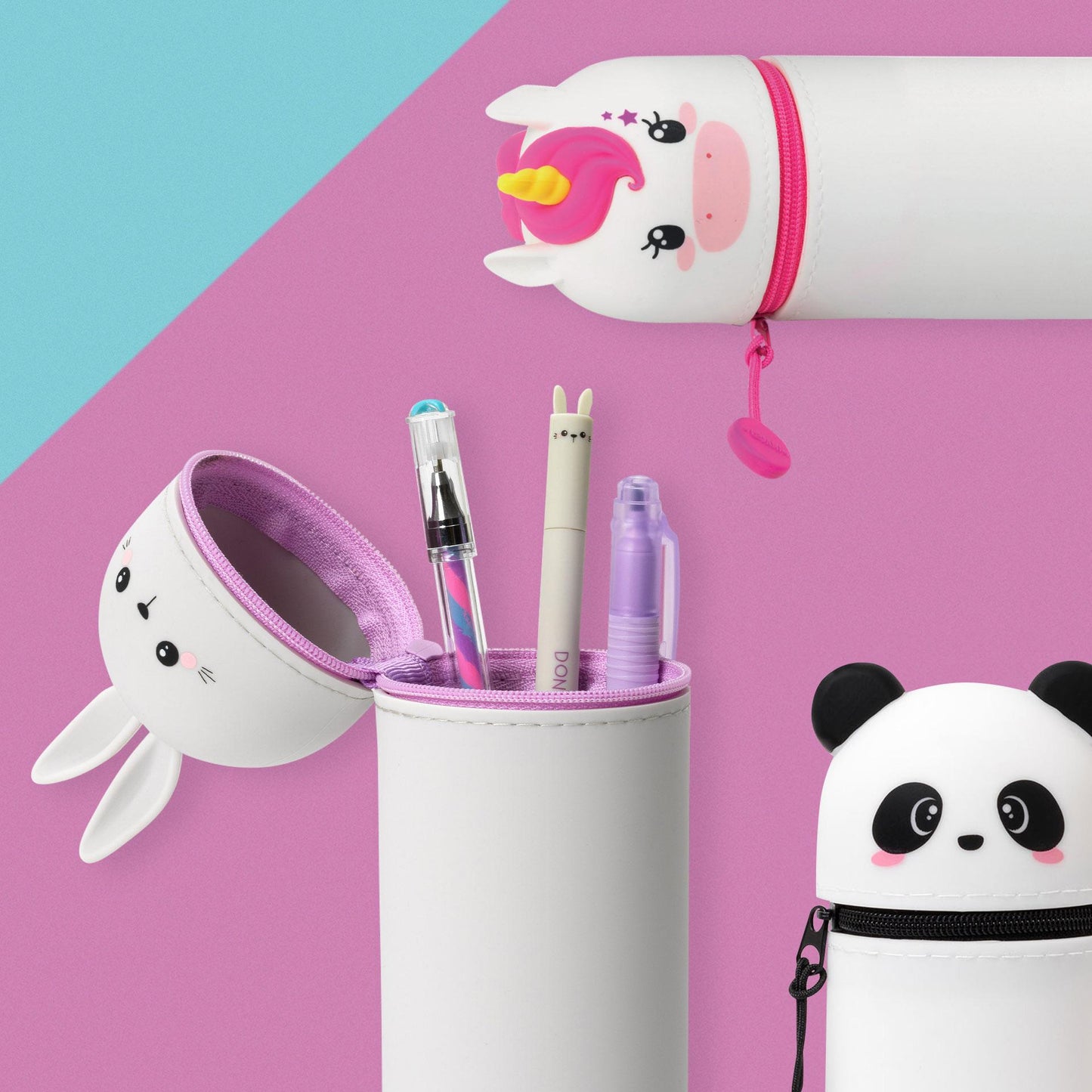 Legami Kawaii 2-in-1 Soft Silicone Pencil Case - Perfect for School and Office