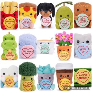 Swizzels Love Hearts Plush 7" Soft Toys Gifts - Bunny Easter, Bacon & Egg, Best-Tea Bestie, Cloud, Flowers Plant, Bee, Game Control Gamer, Mum Lemon, Fries, Frog, Valentine's Day, Dinosaur