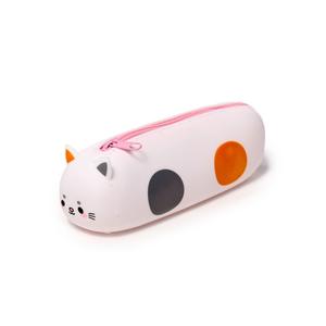 Adoramals Silicone Pencil Case - Shiba Inu Dog & Cat Design, Durable Material, Metal Zip, 19.5cm Length