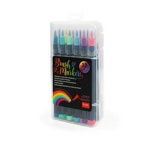 Legami Set of 12 Brush Markers - Water Based None Toxic Ink - Vibrant or Pastel Colours