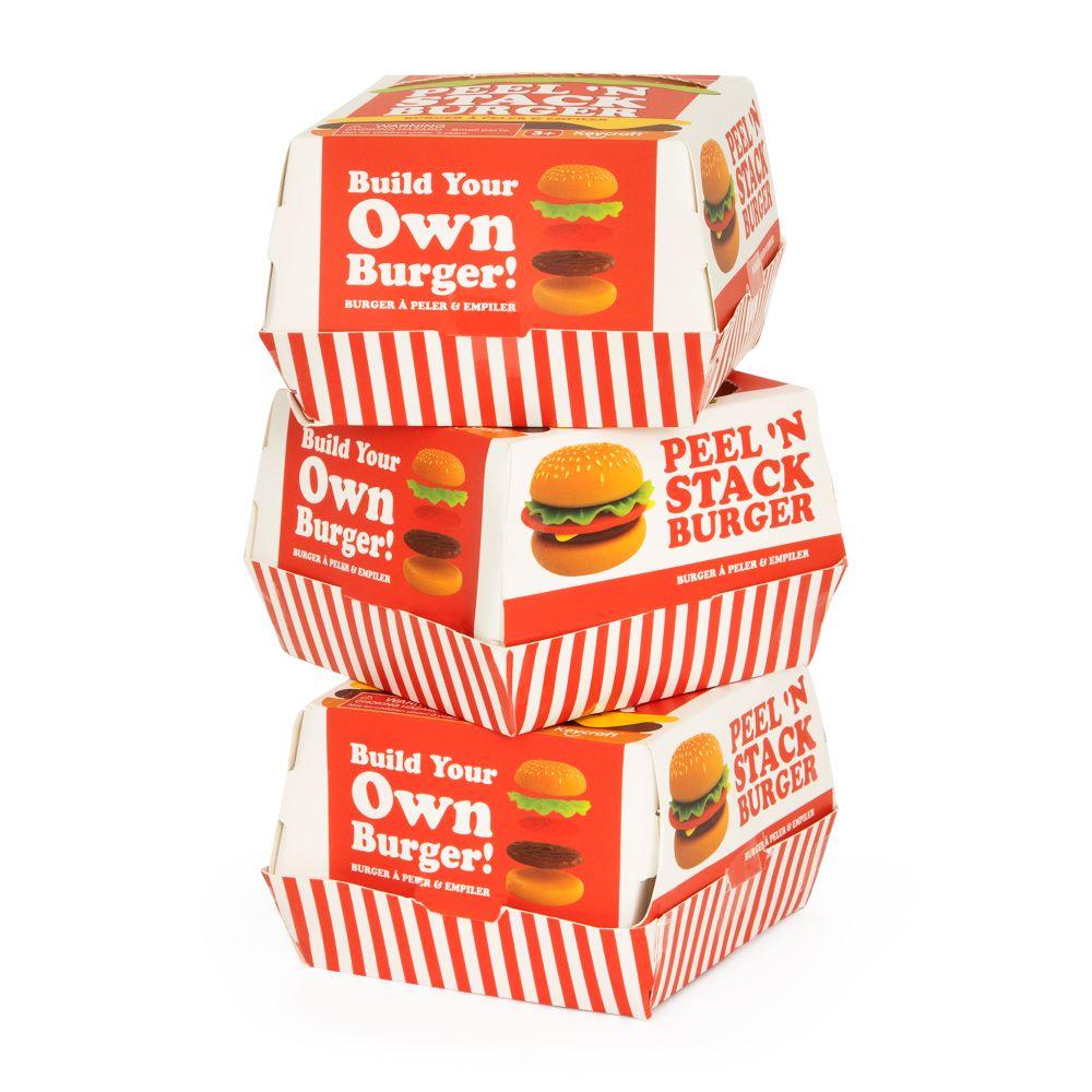 Jumbo Peel & Stack Burger Squishy Fidget Toy – Sand Filled Sensory Stress Relief for Kids & Adults