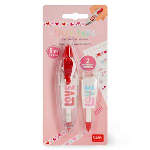 Legami Tape Pen for Decoration - 2 Designs - 8 metres Love Hearts Deco Tape