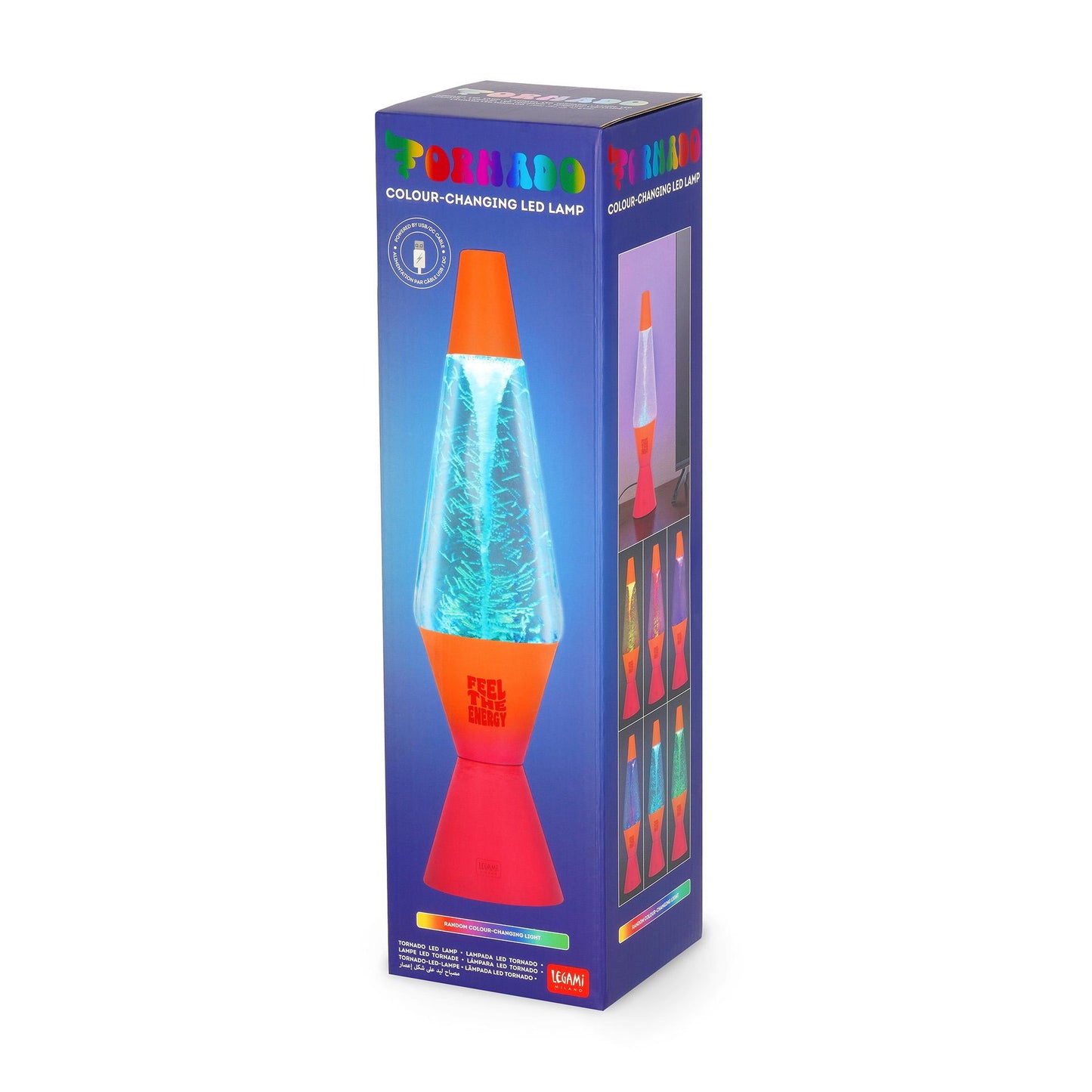 Legami Tornado Colour Changing LED Lamp - Improves Focus, Creativity & Calming - Powered by USB