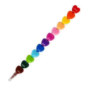Legami Hearts 12 Stackable Crayons for Kids & Adults - Perfect for Drawing