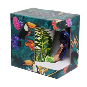 Toucan with Jungle Decal Ceramic Shaped Handle Mug