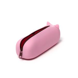 Adoramals Silicone Pencil Case - Shiba Inu Dog & Cat Design, Durable Material, Metal Zip, 19.5cm Length