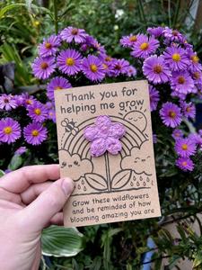 Thank You For Helping Me Grow Wildflower Seed Bomb Greeting Card With Envelope - Flower Shape - Teacher Gift