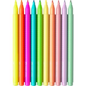 Faber-Castell Set of 10 Felt Tip Pens - Grip Colour Marker Neon and Pastel