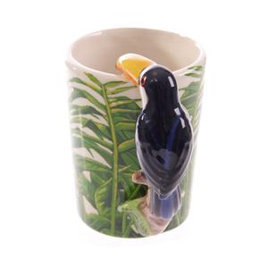 Toucan with Jungle Decal Ceramic Shaped Handle Mug