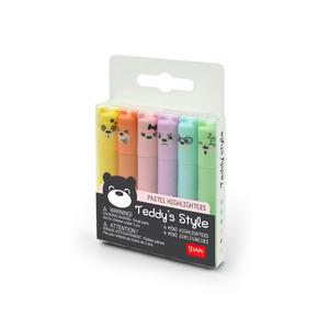 Legami Set of 6 Mini Pastel Highlighters - Teddy's Style