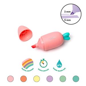 Legami Set Of 6 Mini Carrot Highlighters