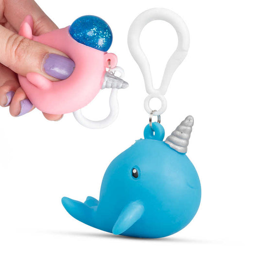 Glitter Narwhal Keyring Sensory Fidget Toy For Stress Relief, Anxiety, ADHD & Autism - Bag Clip